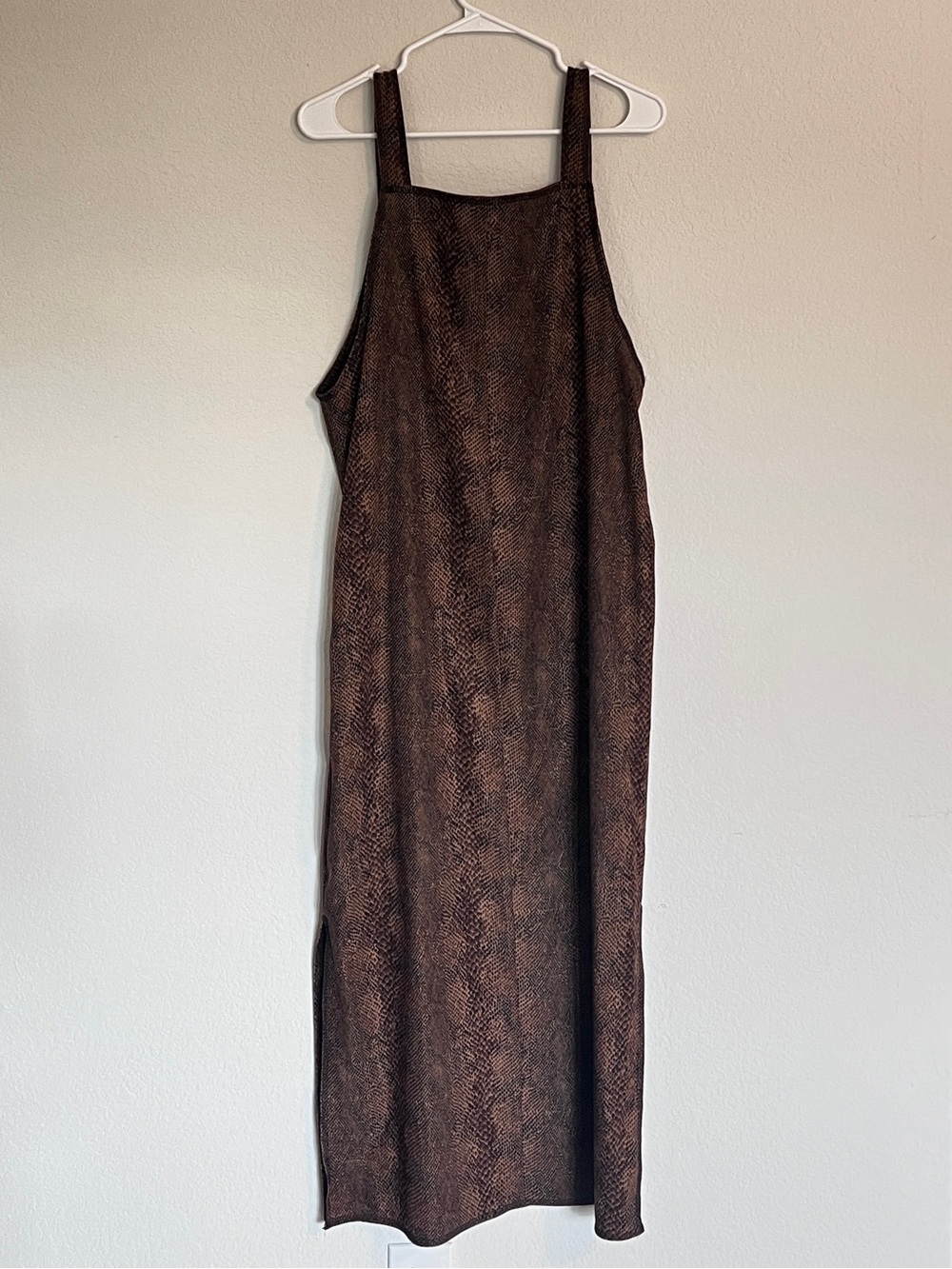 90s Nina Piccalino Maxi Jumper Dress Brown Animal Snake Print Deer Appliqué VTG - Picture 3 of 6